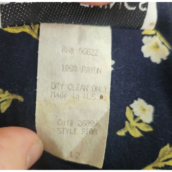 BETSY'S THINGS Vtg Maxi Dress 12 Floral Cottagecore Modest Button Front Tie Back - Picture 11 of 11